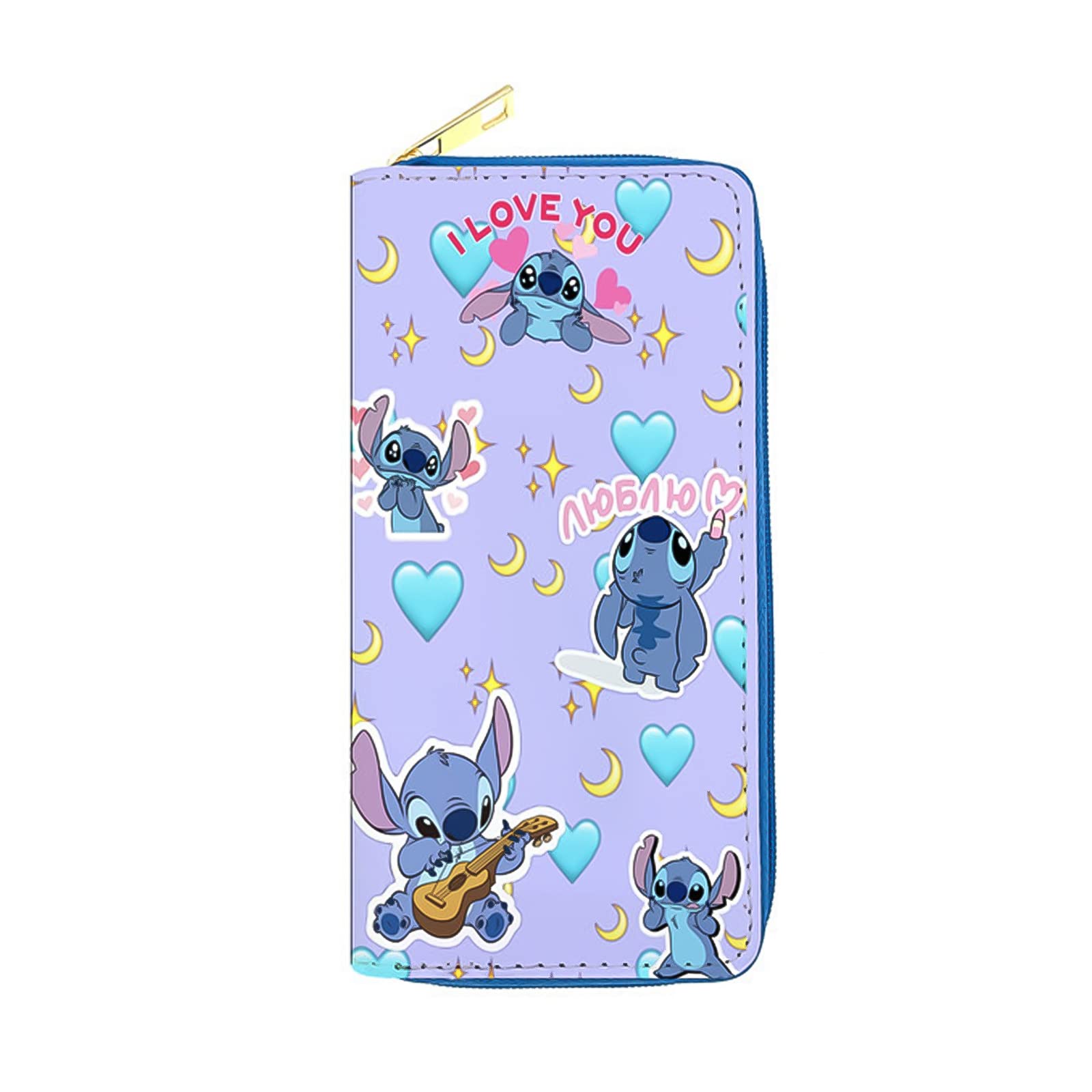 G-Ahora Stich Wallets Kawaii Stich Coin Purse Faux Leather Cute Stich Wallet Gift for Girls Women, CWC-Stitch B