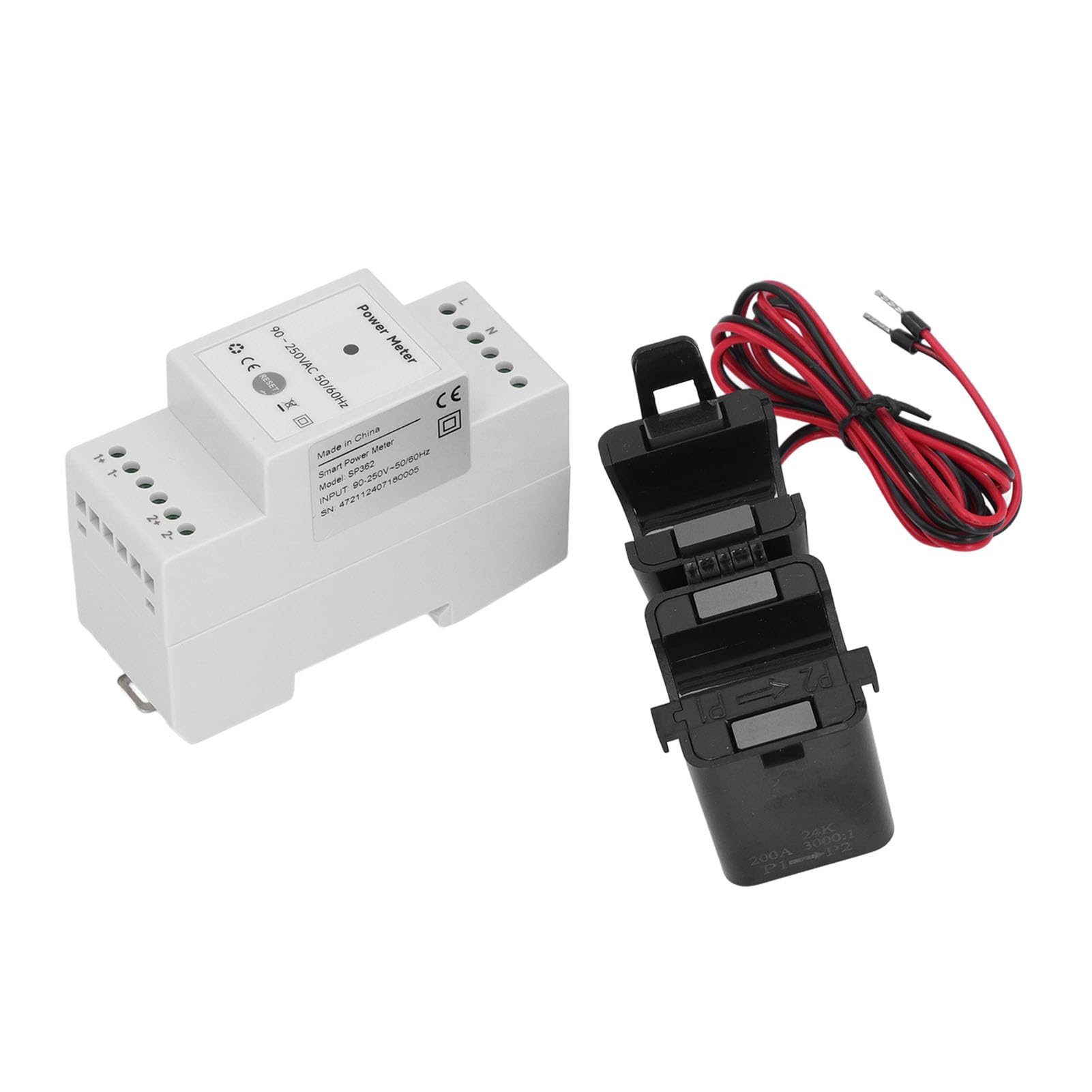 90?250VAC Smart Energy Meter WiFi Single Phase Electricity Monitoring Meter with 2 200A Split Type Current Transformer