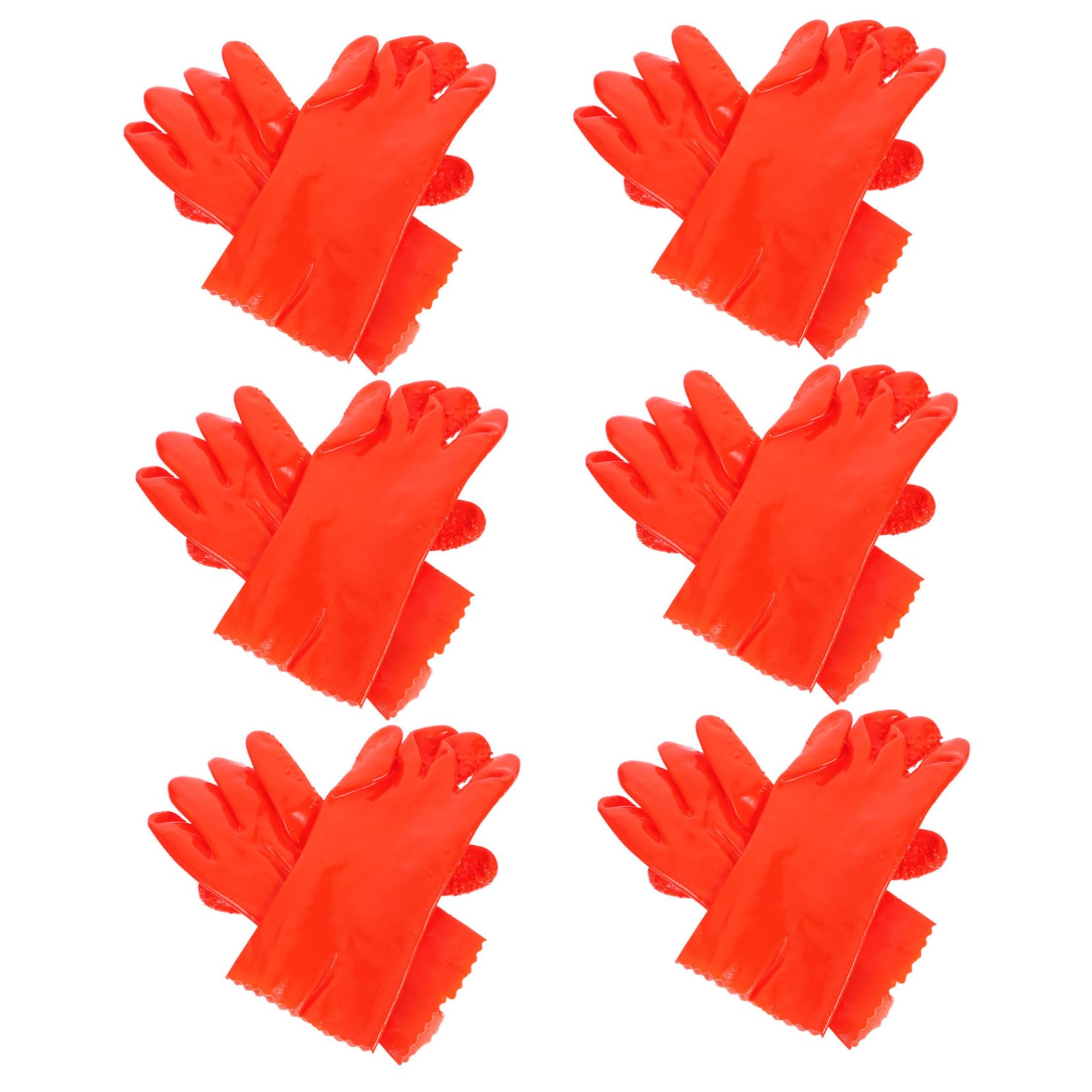 NUOBESTY Guanti Impermeabili in Pvc Arancia, 6 Paia, Antiscivolo | Resistenza a Olio, Adatti per Pulizia e Lavoro Industriale, Finitura Robusta