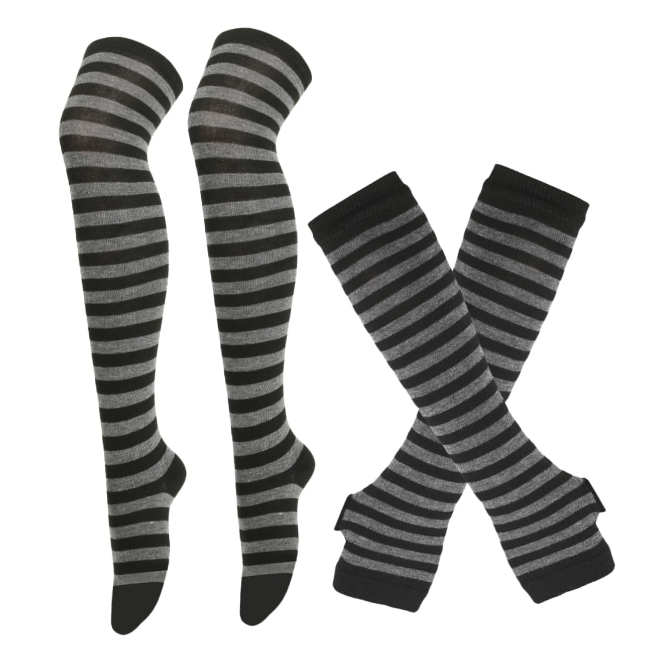 minkissy 1Set Comfortable Arm Warmers Stylish Striped Long Stockings for Winter for Keeping Warm with Fingerless Gloves Thigh High Design Great Winter Supplies