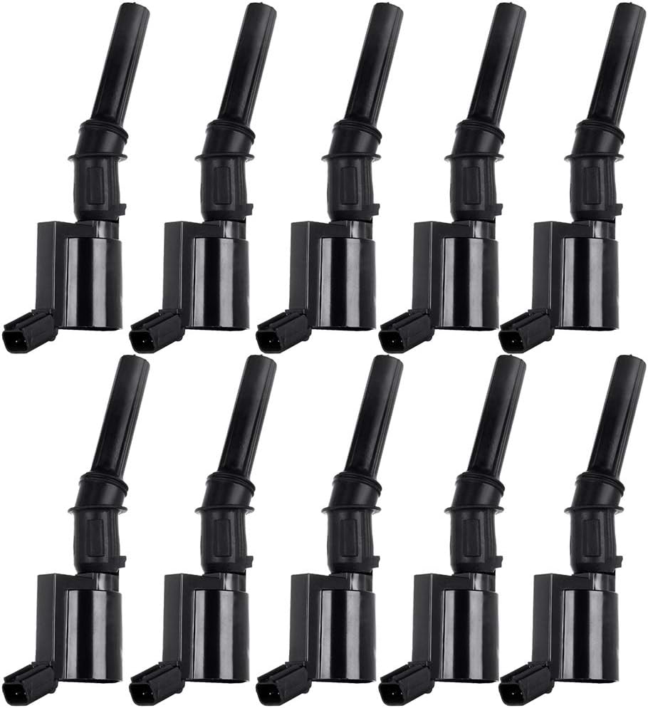 OCPTY Ignition Coil Pack for DG508 Coils for 2003 for Ford for E-150 4.2L/V6,1998-1999 for Lincoln for Navigator 5.4L/V8 Set of 10 Coil Packs & 2-Pins Ignition Coil