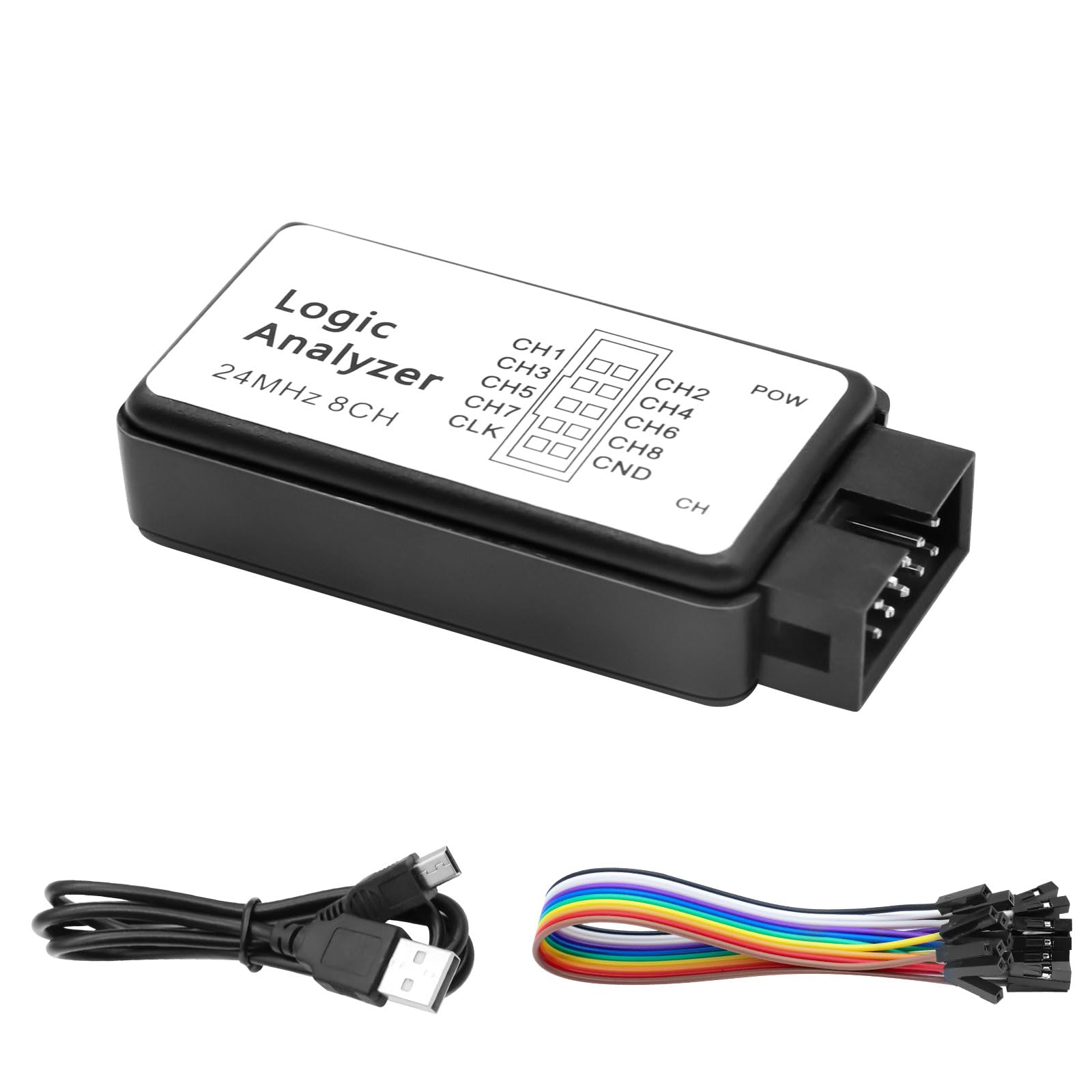 QIQIAZI USB Logic Analyzer – 8 Kanäle, 24 MHz, 5 PF – Mit Kabeln, Für Arduino & Digitale Schaltungen – Kompakt & Tragbar