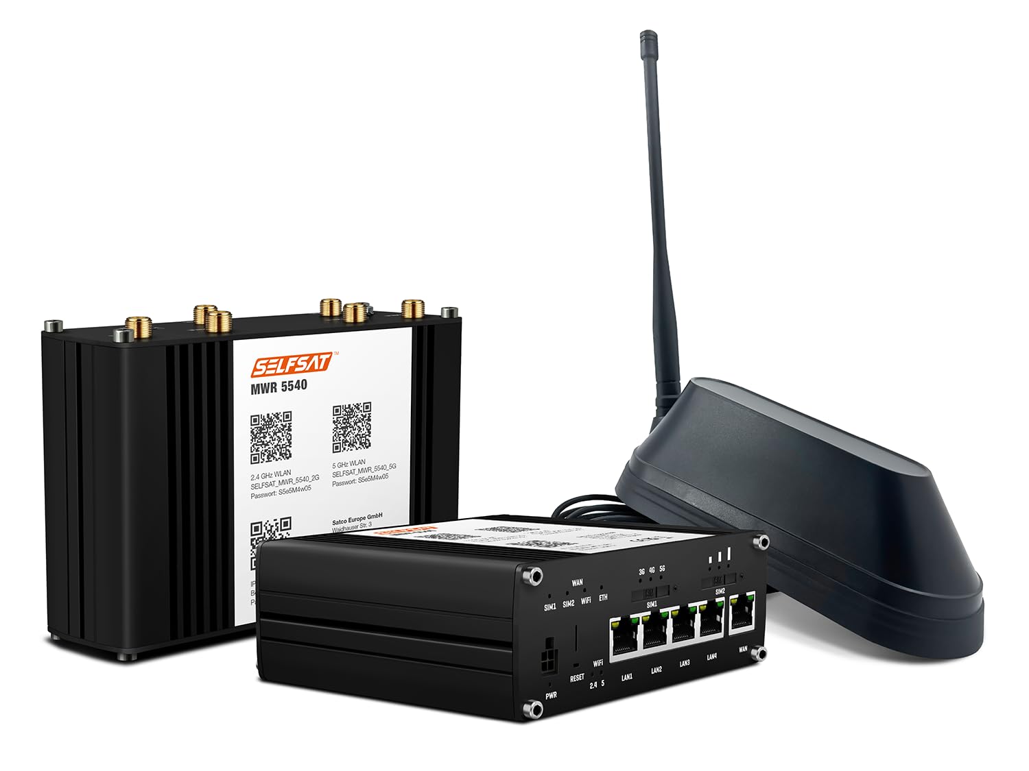 SELFSAT MWR 5540 5G Cat 12 WLAN Router bis 2,6 Gbps inkl. Shark 5G Antenne schwarz