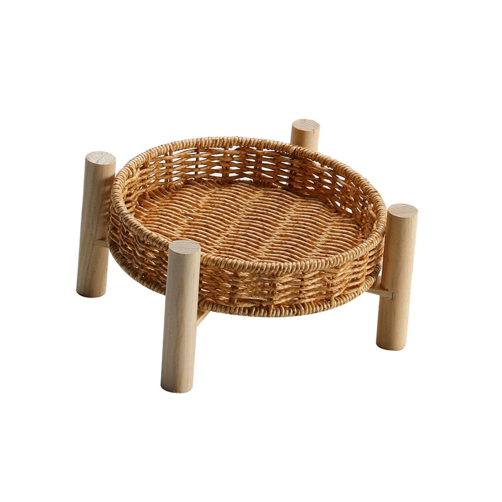 Juego de 5 cestas redondas de ratán para servir verduras y pan, 18 x 10 x 4 cm, 1 neumático