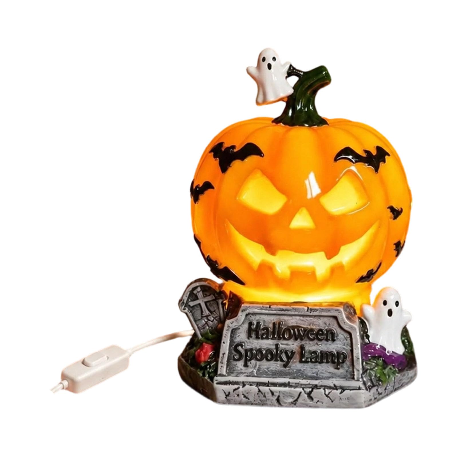 Drtlpmb El1 Halloween Table Lamp Usb Powered Night Light With On Off Control, Resin Accent Glow For Bedside Shelf Entryway Decor Holiday Tabletop Lamp Seasonal Accent Light Usb Decor Resin Nightlight Cord Control