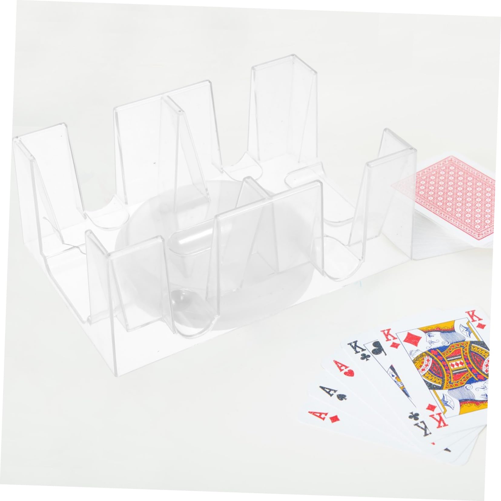 VICASKY Supporto Girevole per Carte da Gioco, Vassoio in Pc Trasparente, Leggero, Elegante, per Tavolo da Poker e 6 Set di Carte