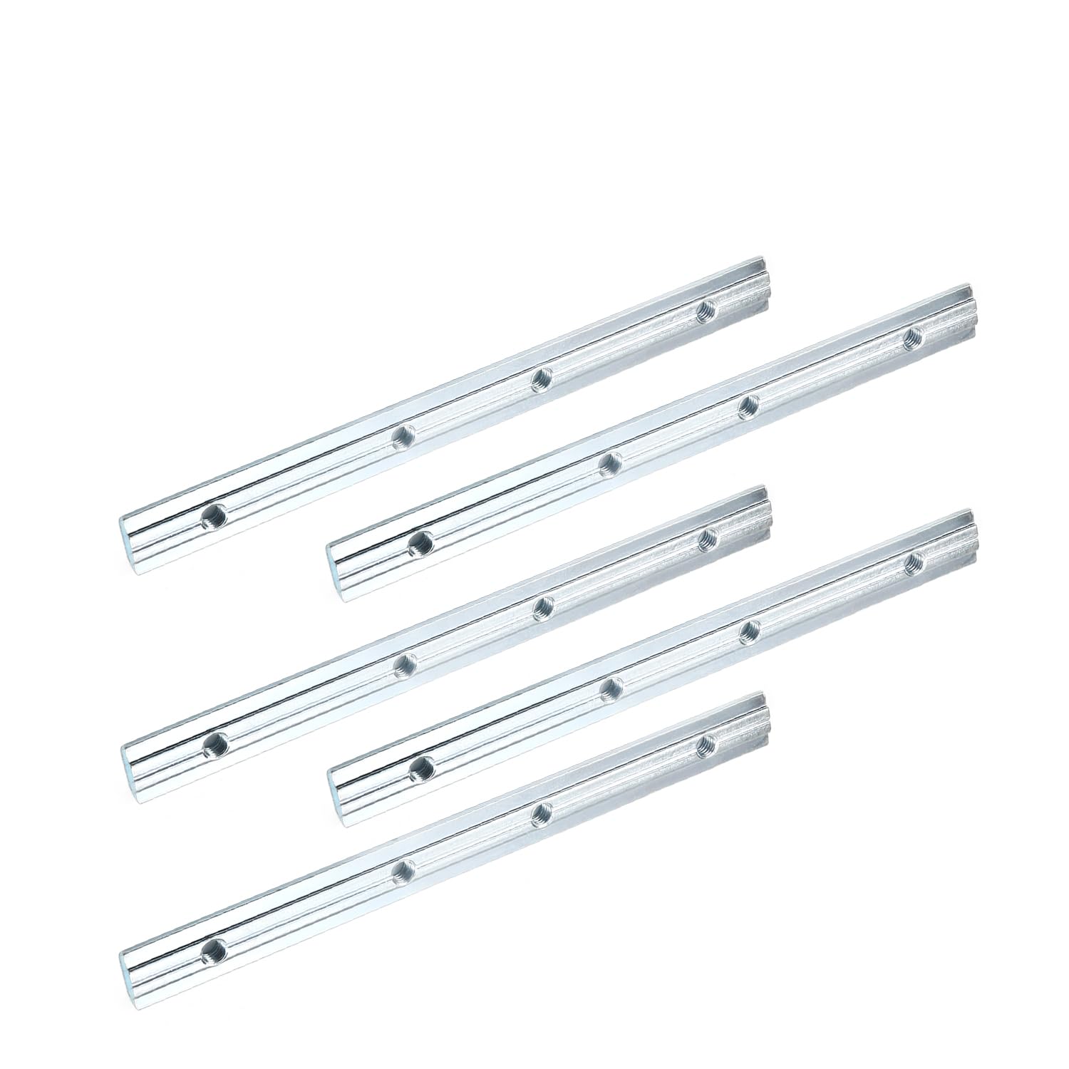 Aicosineg 5pcs Carbon Steel Straight Line Connector 7.09" Joint Bracket Hardware for 3030 Series 8mm T Slot Aluminum Profile Corner Bracket Plate 3D Printer Parts with Screws Silver Tone