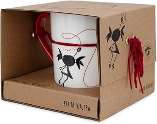 PEPITA VIAJERA Taza Hilo Rojo 380 ml, Regalo Romántico para Pareja,Original para Profesores,Taza Cerámica Desayuno, café c...