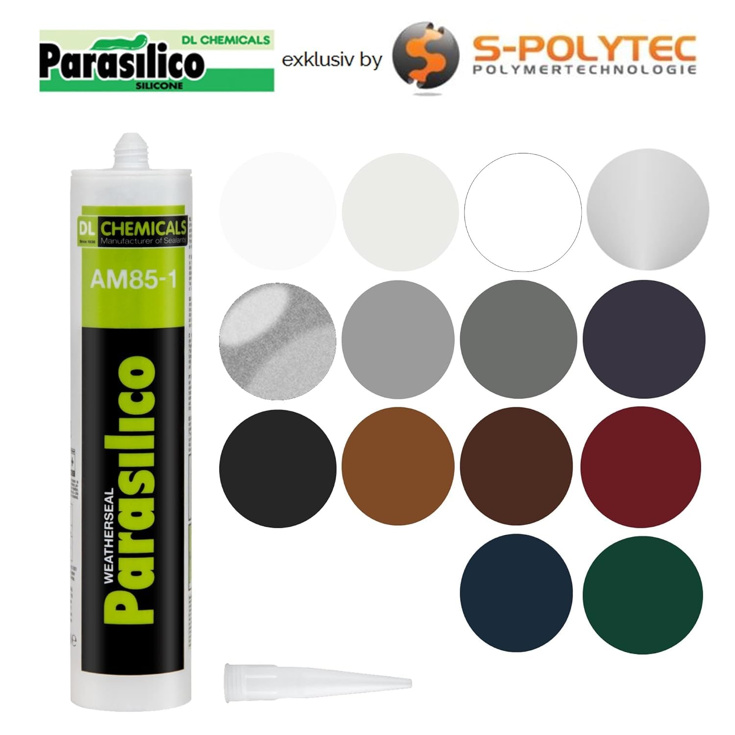 Profi Silikon Parasilico 310ml Kartusche Dichtstoff Sanitär, Küchenbereich, Innen-und Außen Bausilikon, Große Farbauswahl (grün/Moosgrün RAL 6005, 5x Kartuschen)