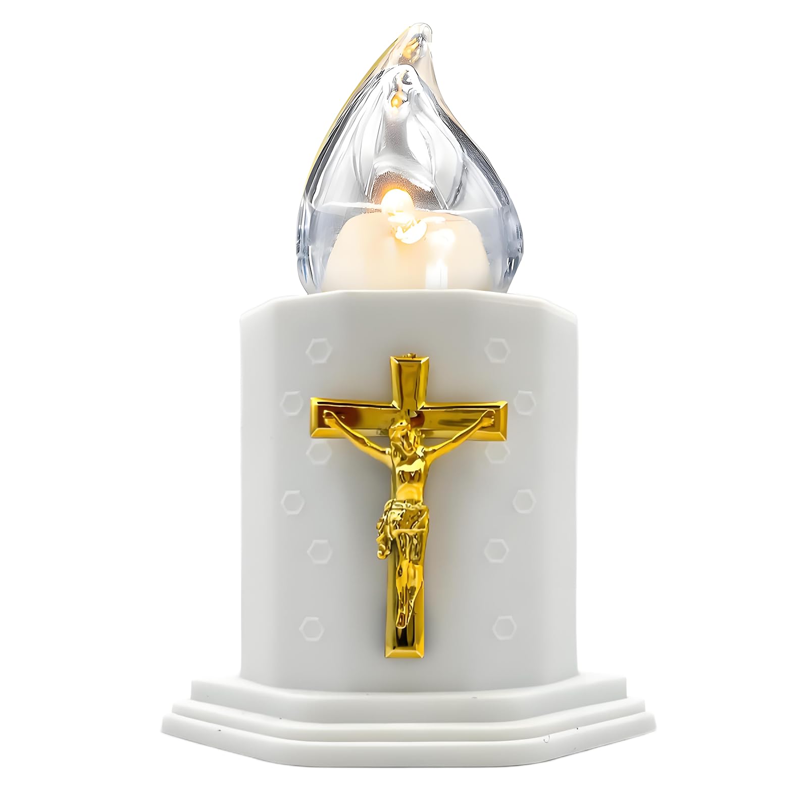 WARM RAY LED Cemeteries and Churches Candles Battery Operated Candles with Oscillating Flame Effects Rainproof 210 Days Lasting (White)