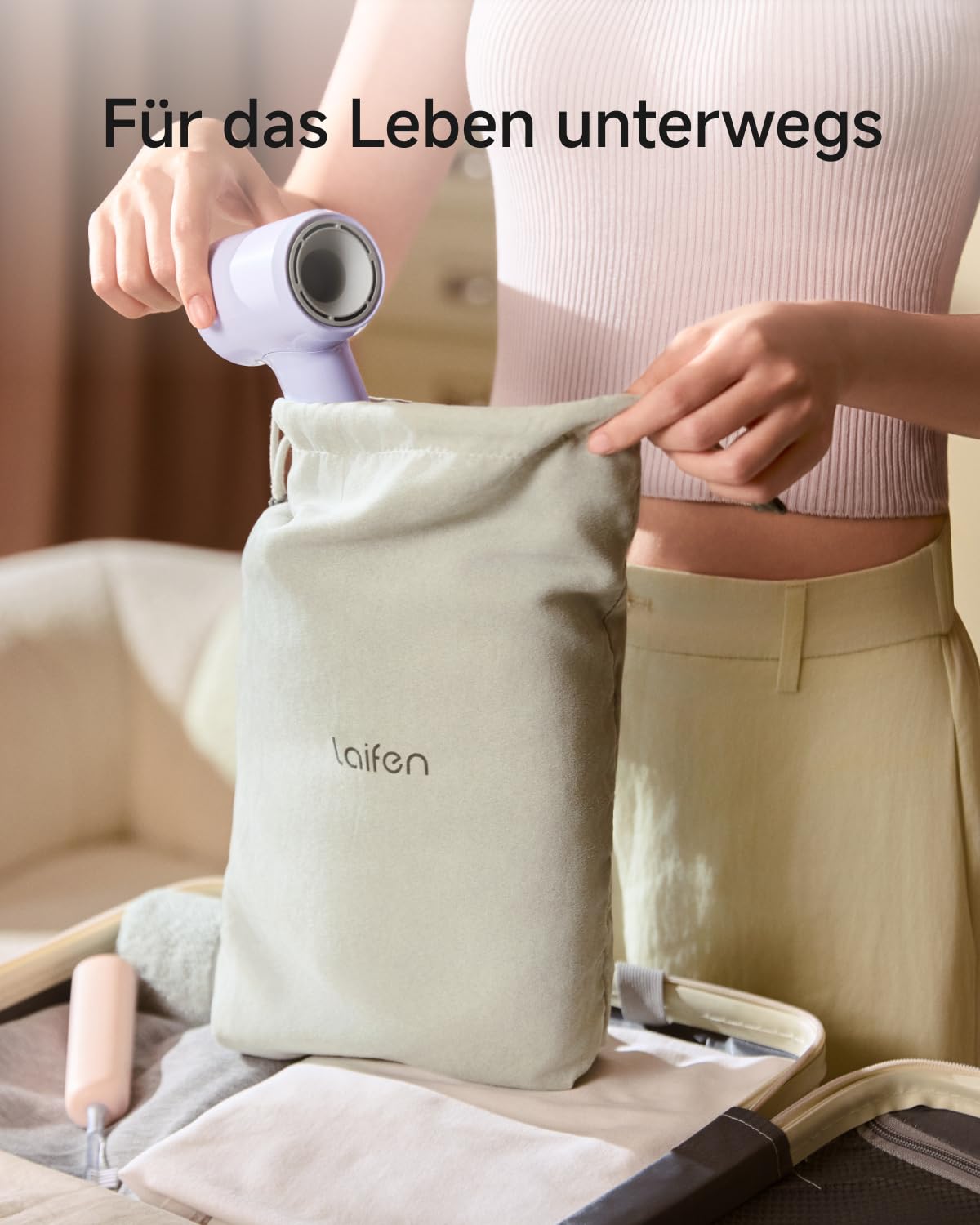 Laifen Air Haartrockner, 280 g leicht, bis zu 15× schneller, Lavendel | Glättungsdüse, 200M Ionen, 110.000 U/min, 60 dB, Thermo-Control, 3 Min. Schnelltrocknung, Kindermodus, Reiseföhn