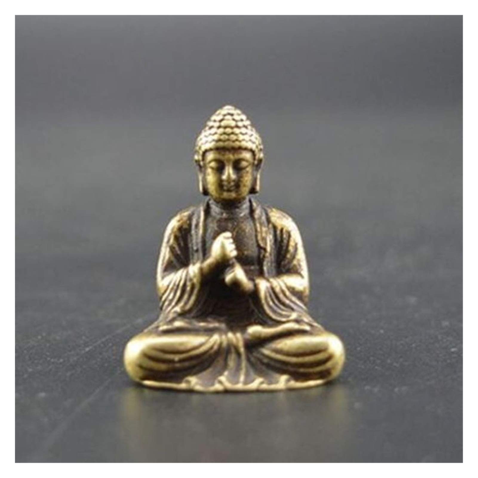 Buddha Figures Sculpture Buda Budismo chino Budismo Puro Bronce Sakyamuni Buda Estatua Ornamento Buddha Estatua Corazón Latón Puro Estatuillas antiguas Estatua De Buda De Meditación Decorativo