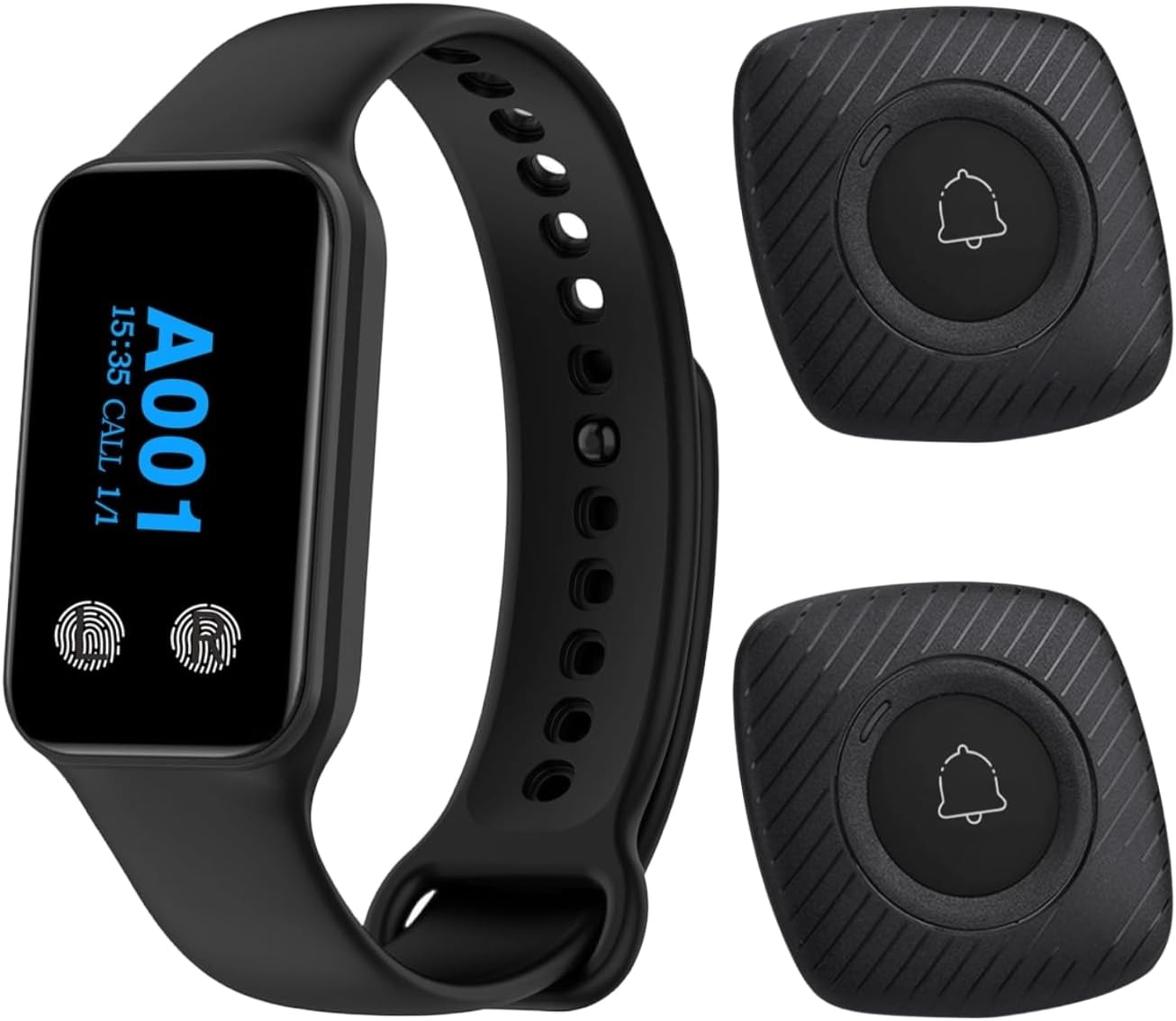 Caregiver Call Button Wireless Caregiver Pager 400+ Feet SOS Alert Nurse Calling System for Seniors Patients Nurse Emergency Clinic (2 Call Button(M1BB) + 1 Watch Receiver(200VT))