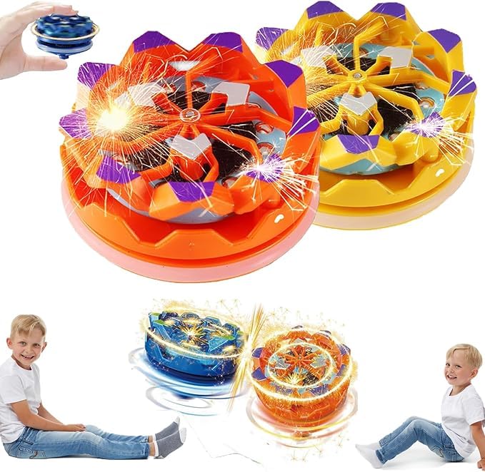 Image of Fingertip Gyro, Handheld Gyroscope, Luminous Spinning Top, Orange, Kids