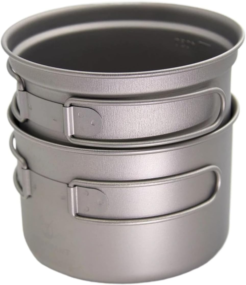 Pure Titanium Ultralight Camping Cookware Set - Pot, Frying Pan & Cup for Hiking, Backpacking & Outdoor Use