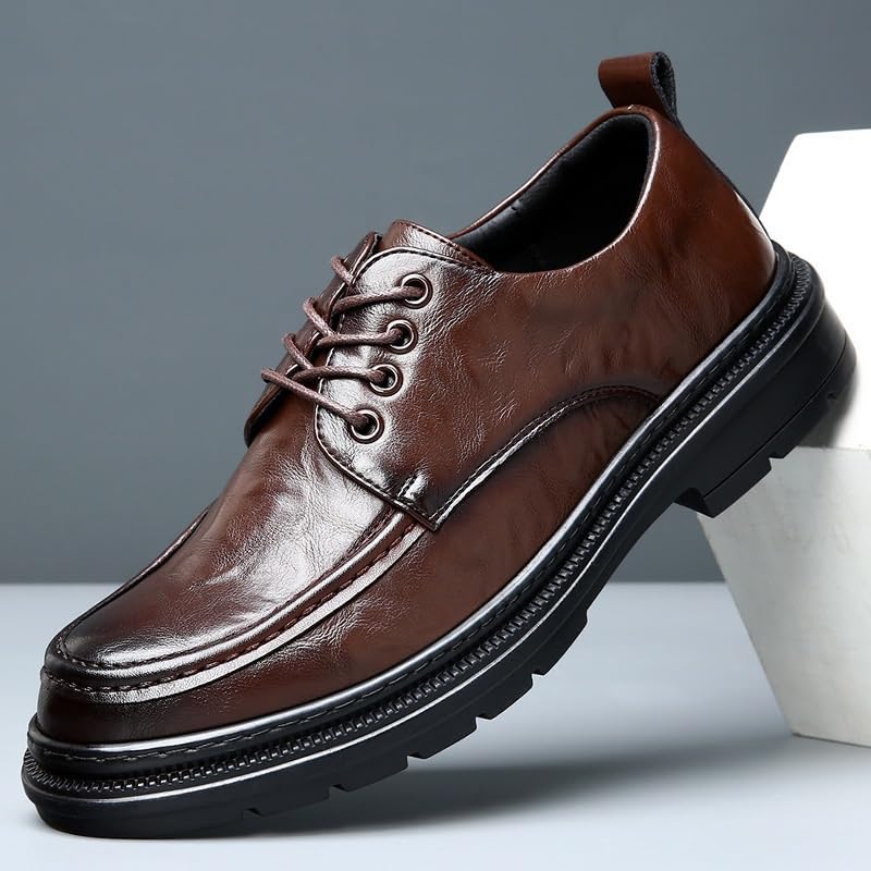 Classic Men's Leather Dress Shoes Formal Business Lace Up Men Derby Shoes Wingtip Brogue Shoes for Men(7.5)3