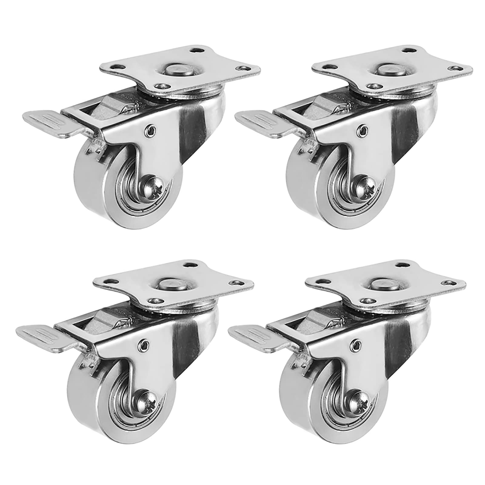 Roulettes pour chariot et table de chevet en acier inox de 1,5 pouce