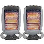 Set of 2 Halogen Heater 400W/800W/1200W 3 Power Settings & Carry Handle, Light weight Moveable Super Silent Overheat & Tip Over Protected Room