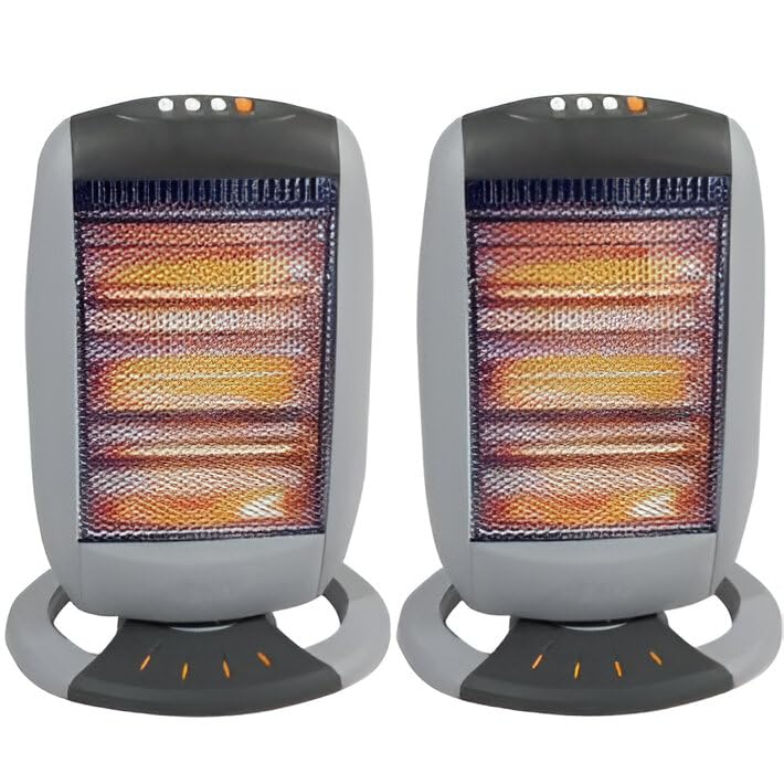 Set of 2 Halogen Heater 400W/800W/1200W 3 Power Settings & Carry Handle, Light weight Moveable Super Silent Overheat & Tip Over Protected Room — image 1