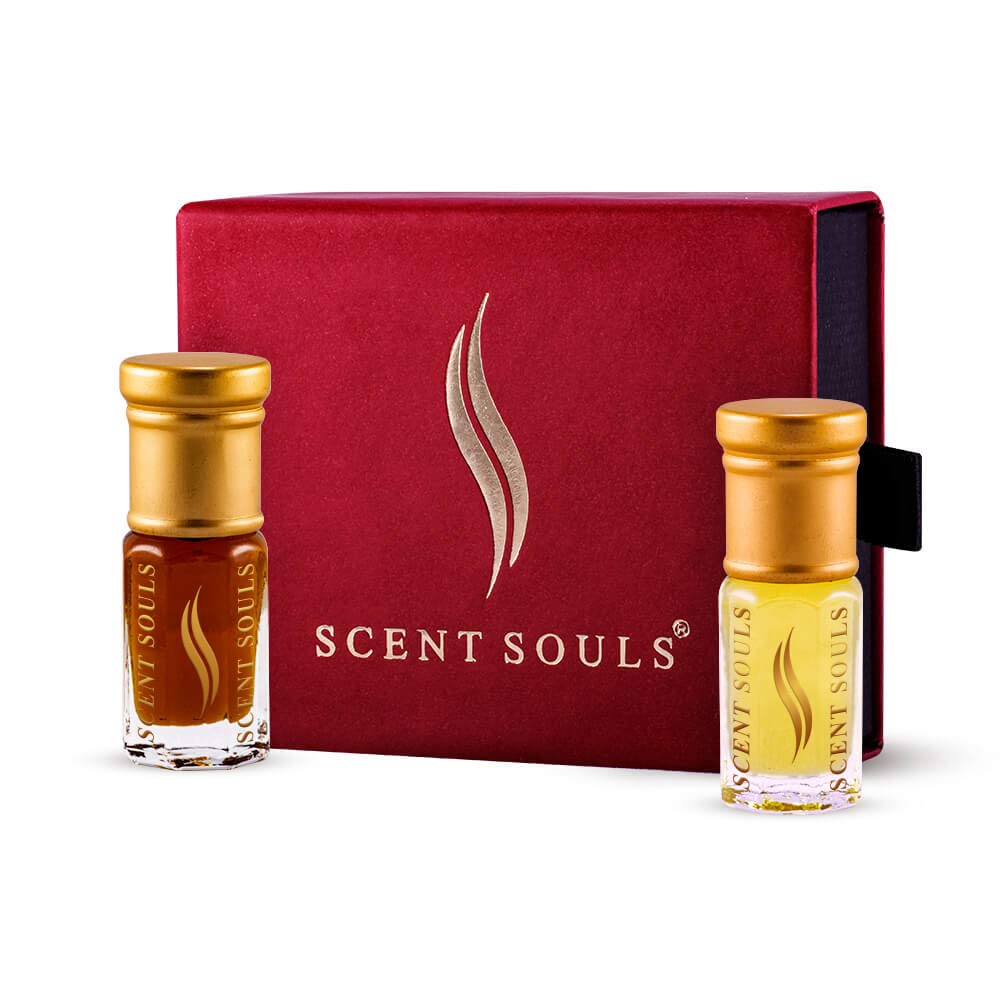 Scent Souls Oudh Awwal and Mukhallat Al-Badr Perfume/Fragrance Oil (Attar| Ittar) Roll-on for Men and Women Combo Pack of 2 (3 ml)