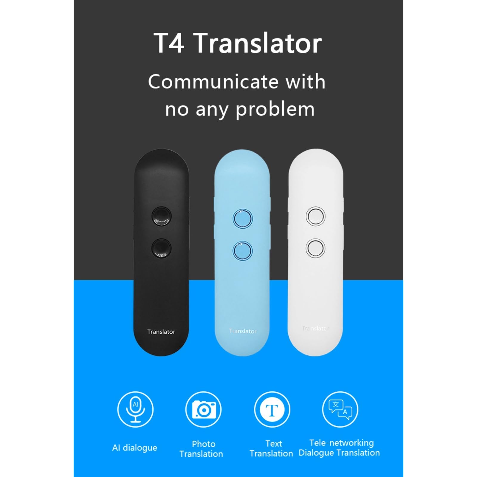 Traduttore Vocale AI Intelligente 144 Lingue, Traduzione Istantanea Bidirezionale, Portatile per Viaggi, Lavoro, Apprendimento (WHITE)