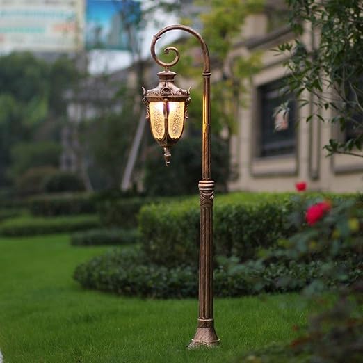GUOCC Creative 1.4M Traditional Victoria Garden Glass Lantern Down Lights European Classical E27 Aluminum Landscape High Pole Pillar Lamp Outdoor Waterproof Doorpost Gate Park Post Light Lights Fixtur photo 2