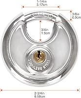 Vista 2 de STARVAST - Candado redondo de acero inoxidable, 2 unidades, resistente a la corrosión, 2-3/4 pulgadas de ancho (llave diferente)