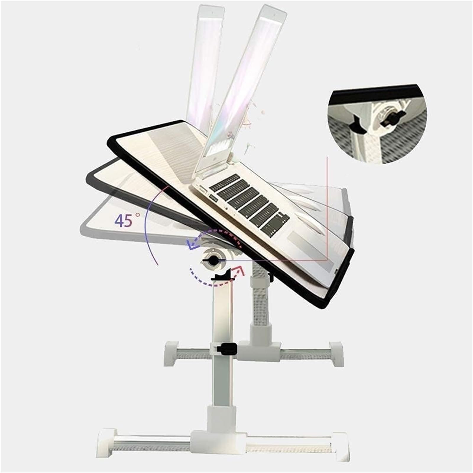 Tablette de lit pour Ordinateur Portable, Support de Souris réglable en Hauteur, Bureau Pliable pour Ordinateur Portable, Bureau d'appoint Pratique et Efficace