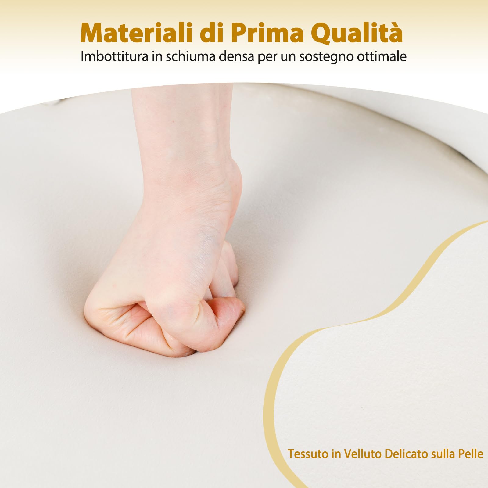 COSTWAY Poltrona da Trucco in Velluto, Sgabello Soggiorno con Gambe in Legno Massello, Sedia d’Accent per Camera da Letto, Soggiorno, Portata 110 kg (Bianco)