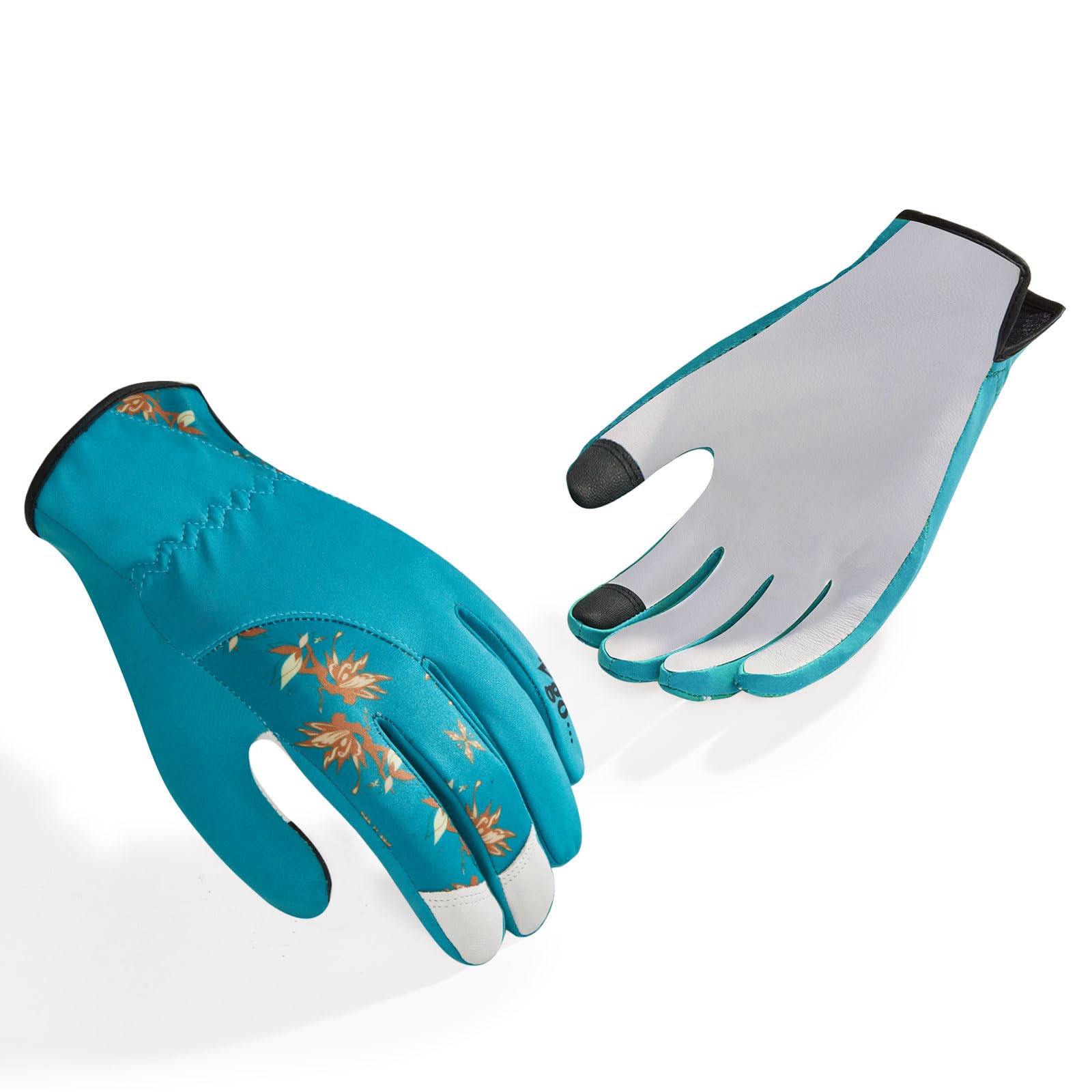 VGO 1 Pair Women's Gardening Gloves, Premium Goat Leather Work Gloves with Touchscreen&Non-Slip Grip, Breathable Floral