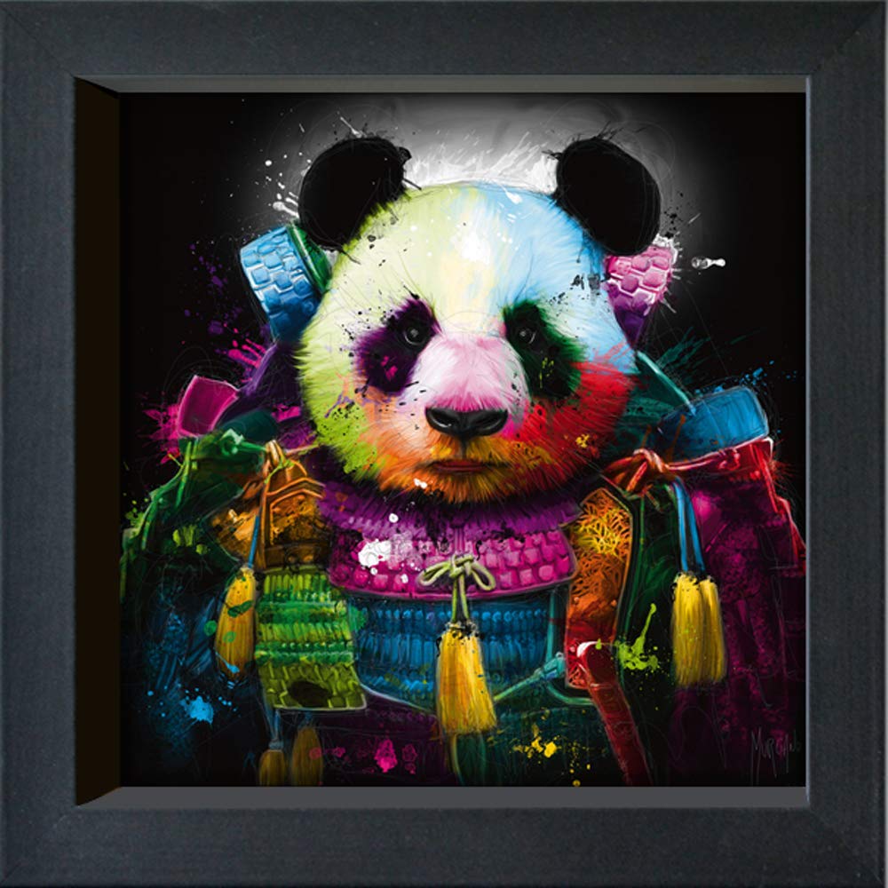 International GraphicsFramed Postcard - Patrice, Murciano - ''Panda Samourai''- 16 x 16 cm - Frame - Frame Color: Black - Series LUNA