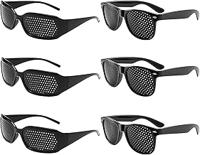 TYFGRT Pack Of 6 Pinhole Glasses, Eye Training Glasses, Anti-fatigue Glasses, Relaxing Eyes, Creative Design Glasses, Mesh Glasses, Black/White, One size