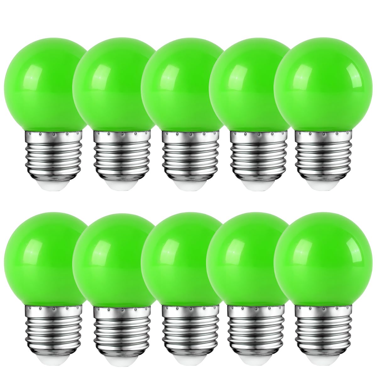 WULUN 10 Pack E27 Colored LED Light Bulbs 2W G45 Golf Ball Mini Globe Bulb Lighting Bulbs, Green for Outdoor Indoor String Patio Garden Party Christmas, Tree, Fairy Party Night Lights