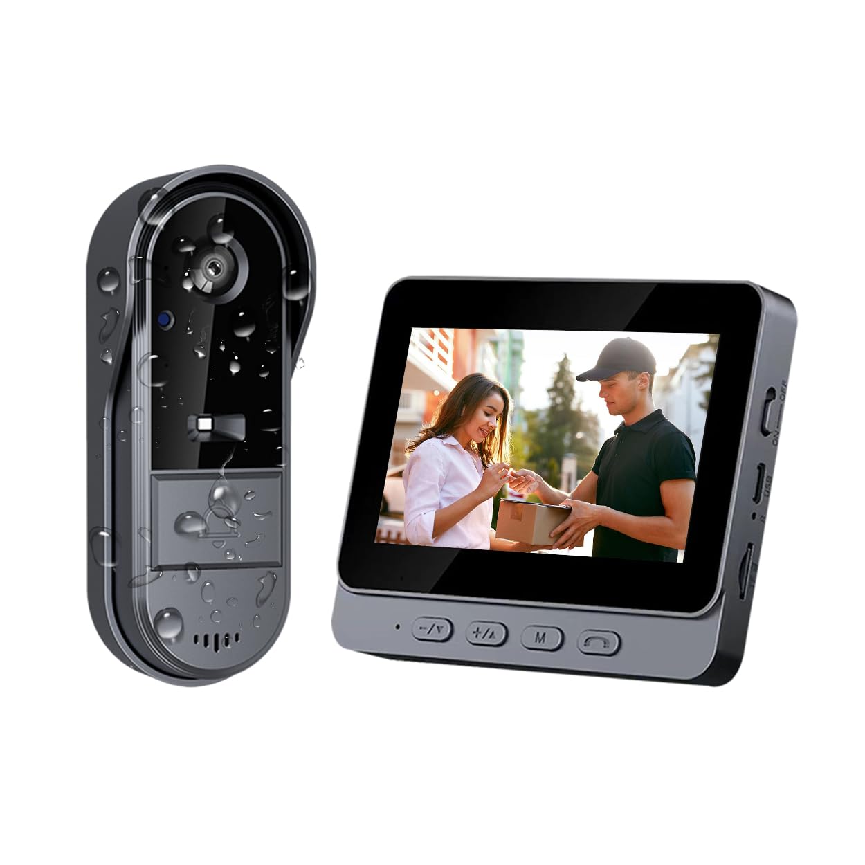 TKMARS Door Bell Cameras Wireless with Monitor Screen, Video Doorbell Wireless No Subscription NO WiFi and APP, Waterproof Intercom Two-Way Audio, 170