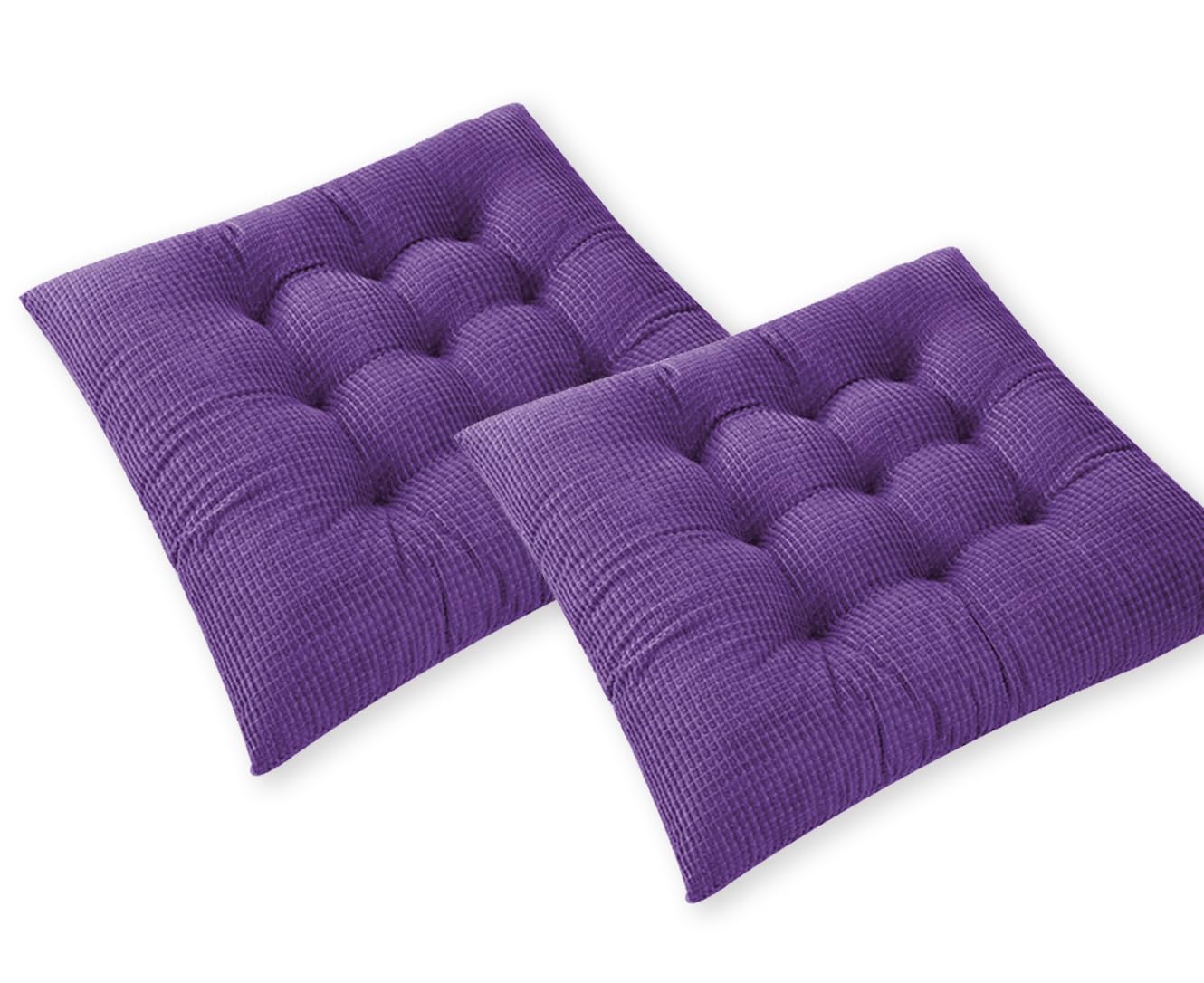 Lot de 2 coussins carrés en velours côtelé pour canapé, piano, jardin et maison - Pour salon, salle à manger, intérieur (violet, 38 x 38 cm)