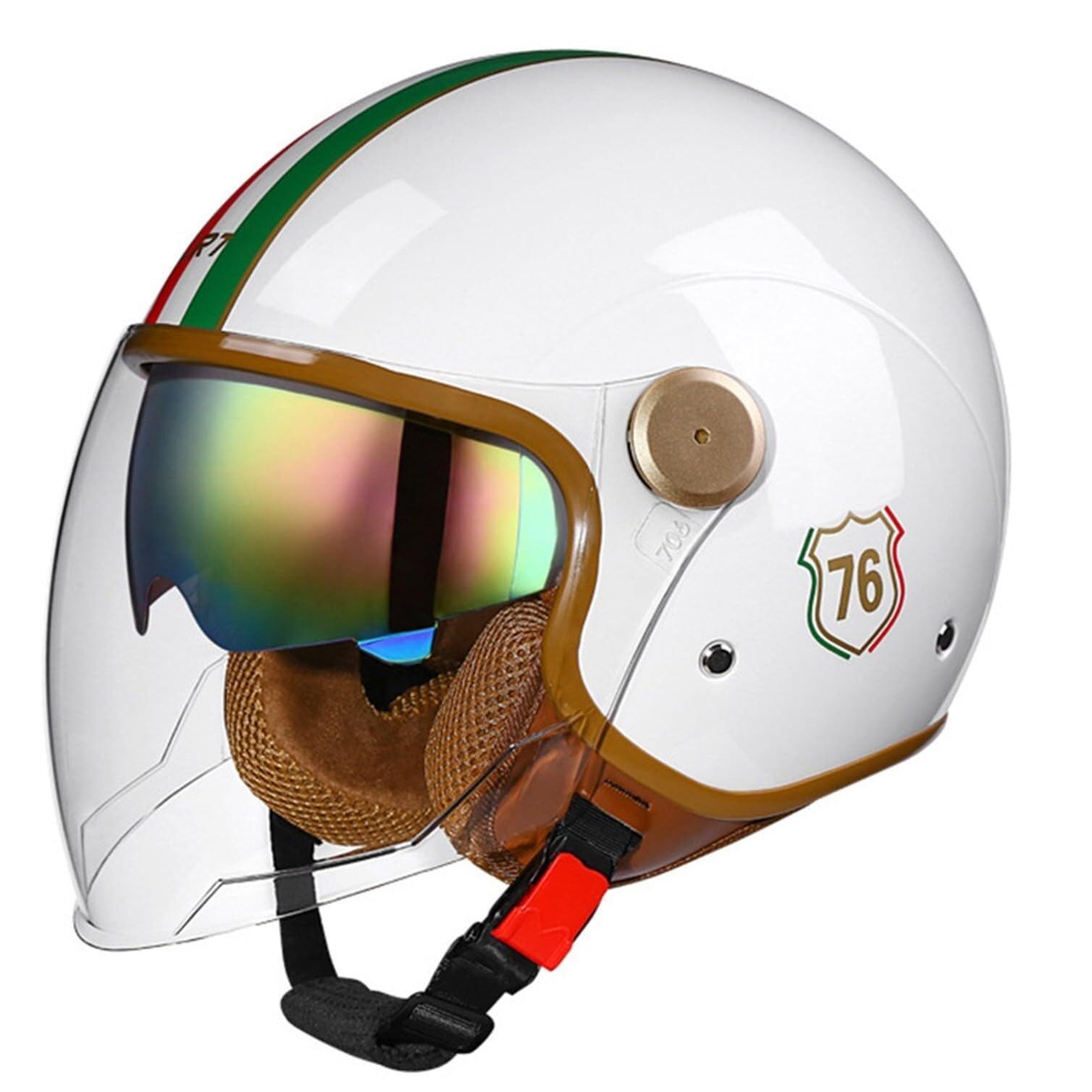 Casque ouvert moto vintage résistant au vent avec écrans solaires rétractables