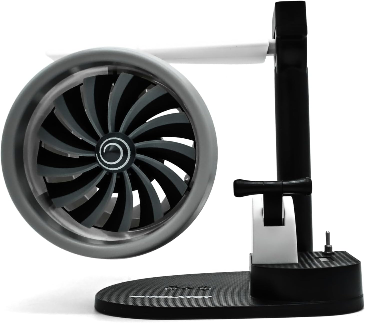 NIKOLATOY Jet Engine Fan Model Desk Gadget with Wireless Charger, Turbofan Engine Model Display with Rotating LED Blades, Creative Desktop Jet Fan Office Decor Engineering Gift for Men (Blue)
