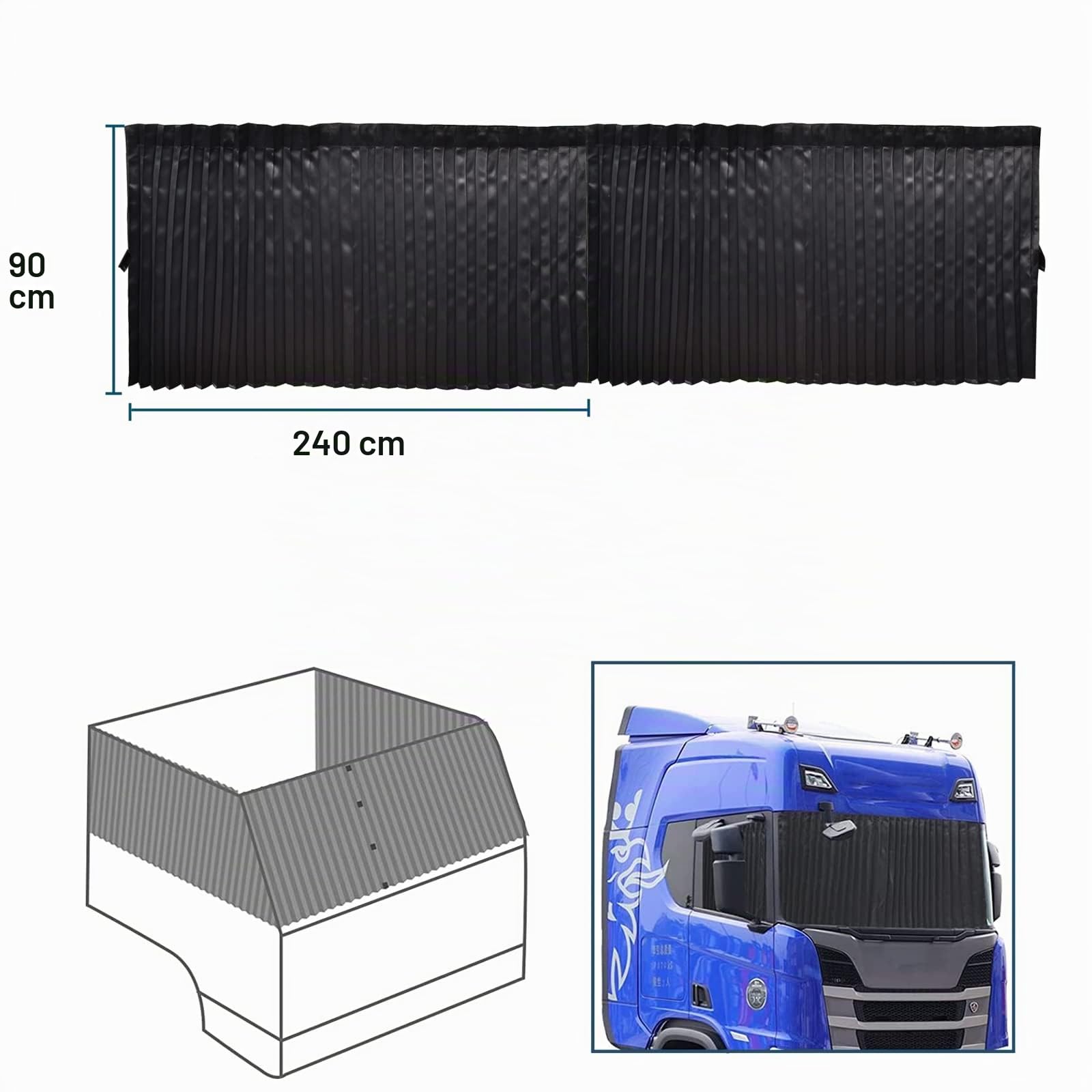 ZATOOTO Cortinas de Camiones 2 Piezas, Cortina, 240 x 90cm, Gancho Incluido | Persianas para Dormir en el Automóvil, Protección de la Privacidad, Protección UV, Montaje Sencillo, Duradero, Camping
