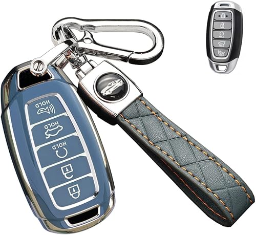 SANRILY Funda de llave para llavero Hyundai, Gris-Azul