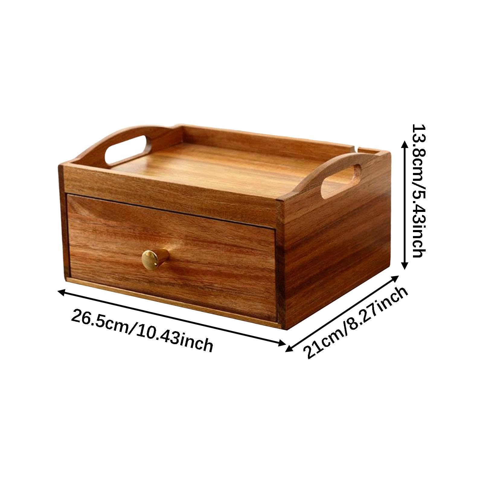 Cajón Organizador de Bolsitas de Té de Madera con Compartimentos, Caja Contenedora Navideña
