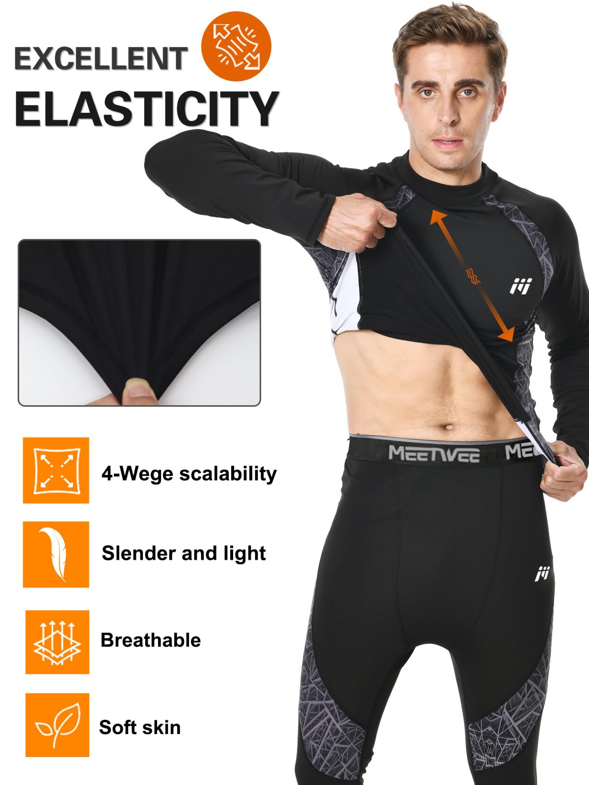 Herren Thermounterwäsche Herren Funktionsunterwäsche Atmungsaktiv Thermo Unterwäsche Baselayer-Set
