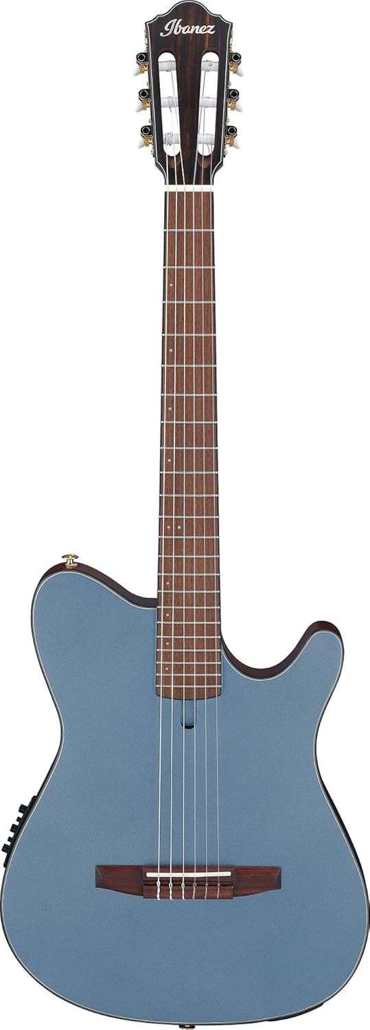 Ibanez FRH10N FRH Nylon String Acoustic-Electric Guitar - Indigo Blue Metallic Flat Bundle with Case, Tuner, Strap, Strings, Picks, Austin Bazaar Instructional DVD, and Polishing Cloth