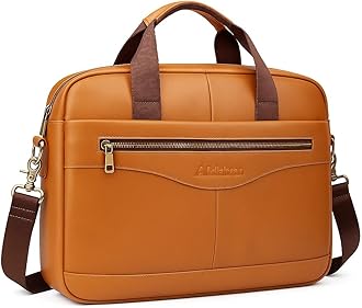 ALDEBRAN® 14"- 15.6" Leather Laptop Bag for Men Cowhide Genuine Leather - Business Messenger Bag with Padded Compartments - iPad, MacBook Office & Detachable Shoulder strap