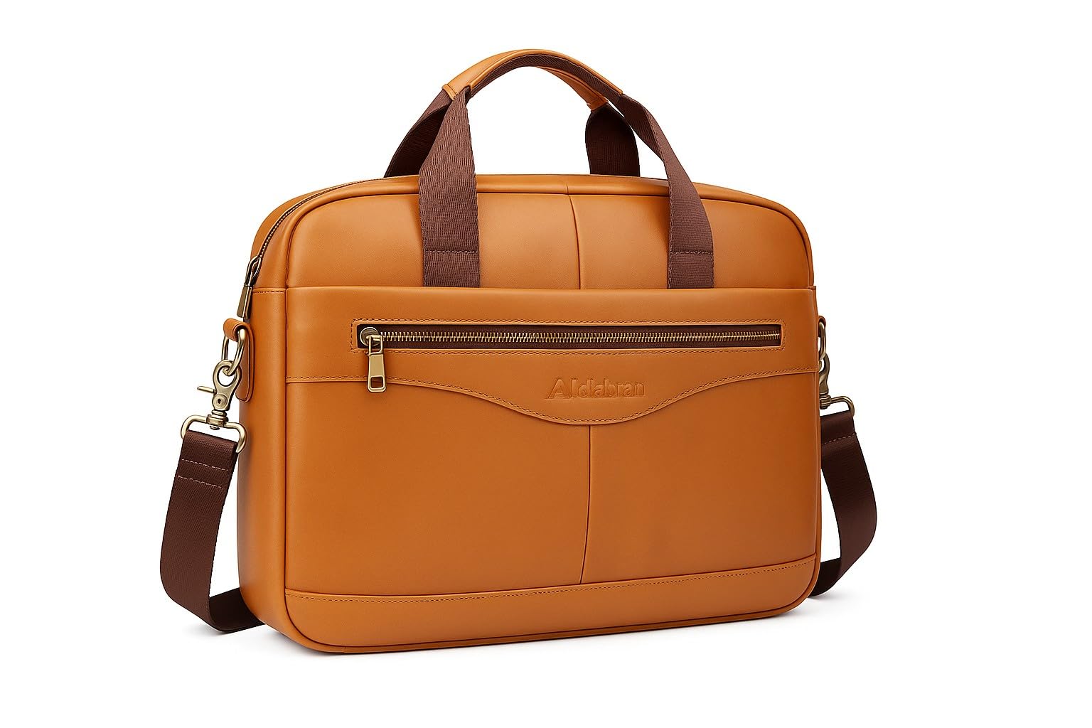 14"- 15.6" Leather Laptop Bag for Men Cowhide Genuine Leather - Business Messenger Bag with Padded Compartments - iPad, MacBook Office & Detachable Shoulder strap