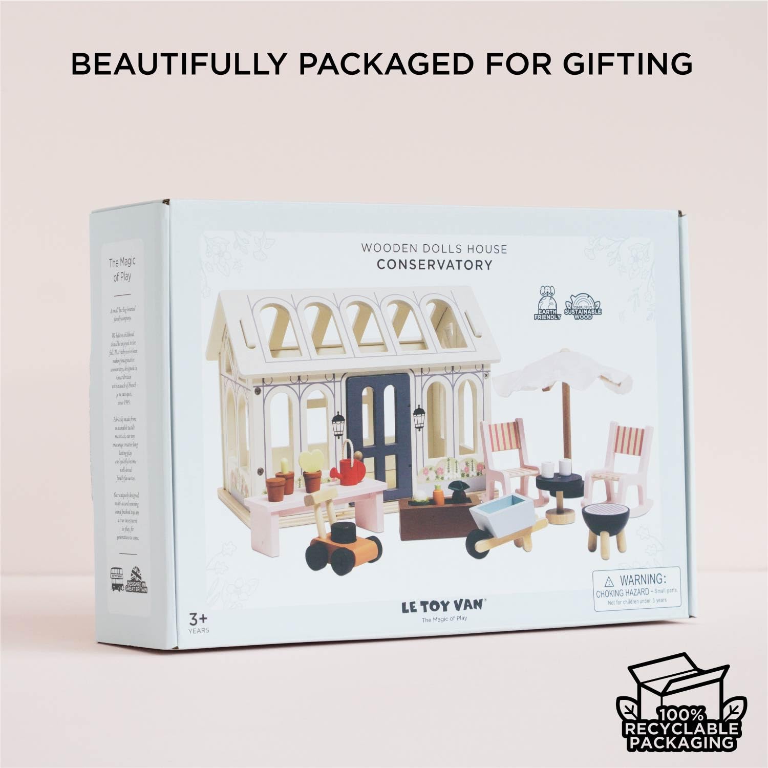 Le Toy Van Holz Puppenhaus Wintergarten Erweiterung - FSC® 100% zertifizierte nachhaltige Ergänzung - plastikfreies Zubehör für Puppenhäuser - fantasievolle Spielzimmermöbel für Kinder