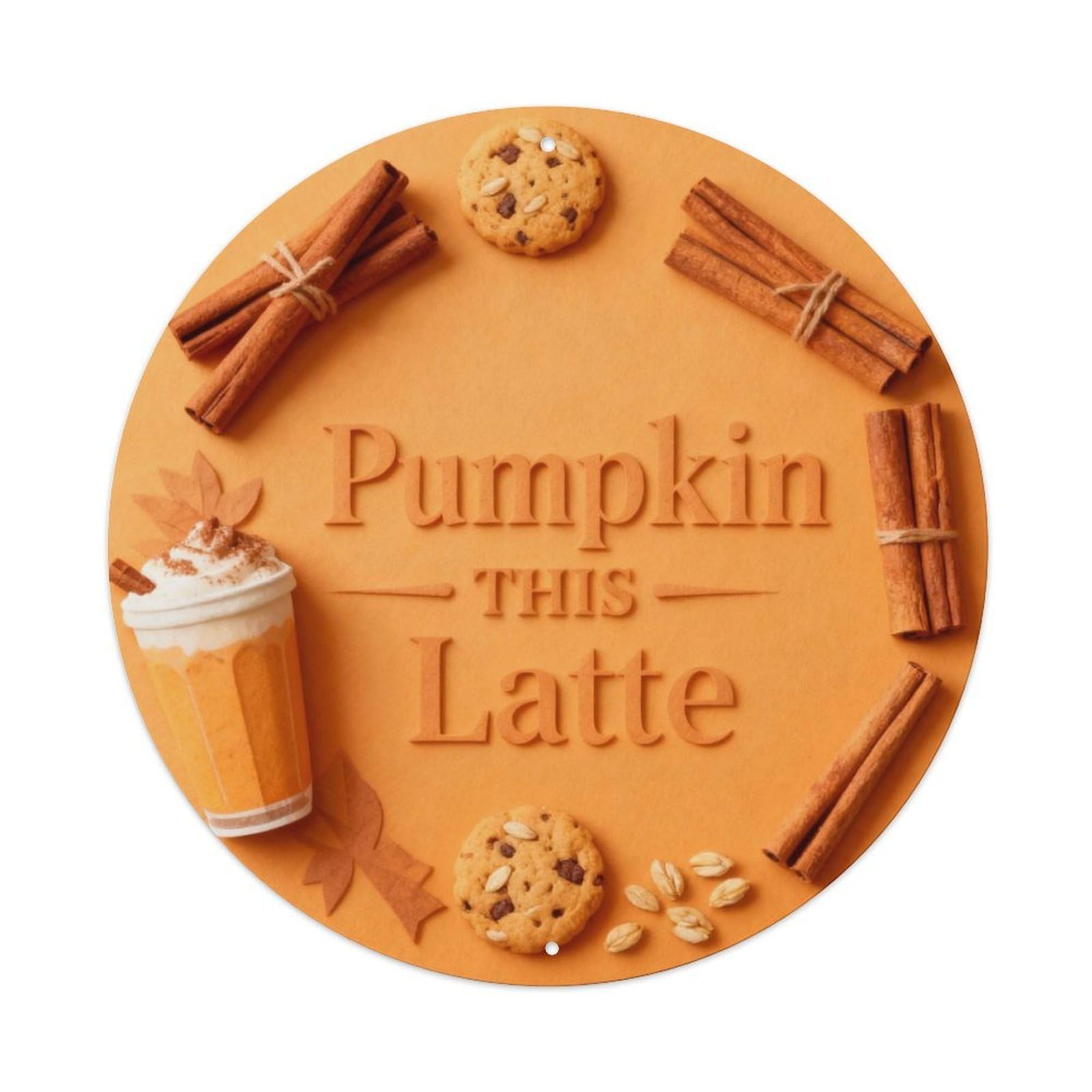 Pumpkin Latte Metal Tin Sign Plaque
