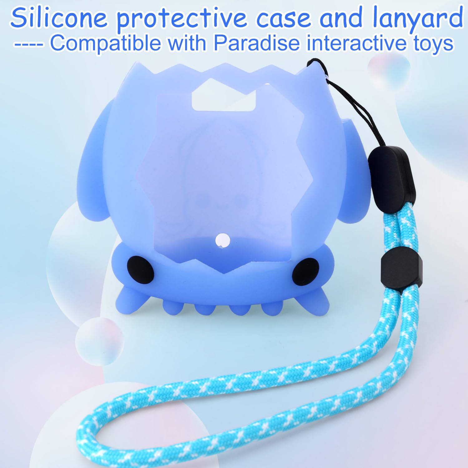 Fukaisu Silicone Protective Case with Lanyard for Paradise Virtual Pet Device 1:1 Fit Shockproof Waterproof Skin Cover Protector Compatible with Paradise Accessories (Blue) - Image 3