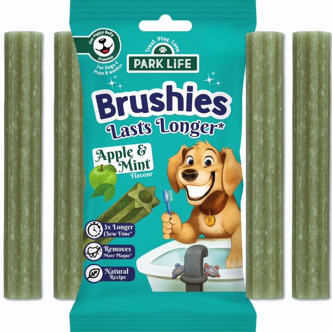 PARK LiFE Brushies Apple & Mint Flavour, Dog Treat, Puppy Training Snack, 80g