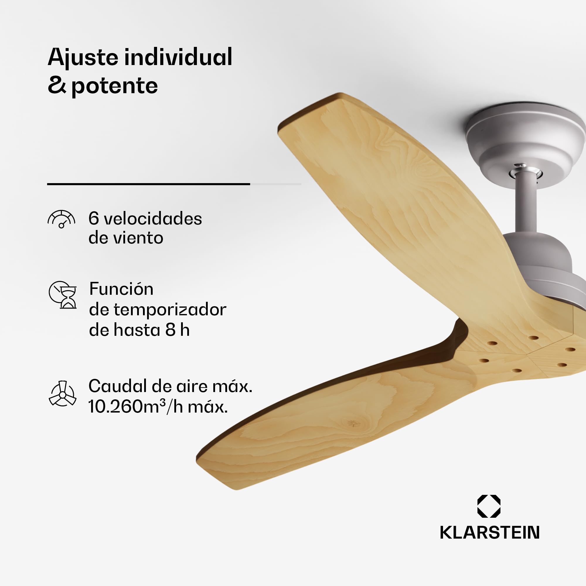 Plafondventilator Santa Elena 52 9.060m³/h bladen van echt hout 6 snelheidsstanden afstandsbediening
