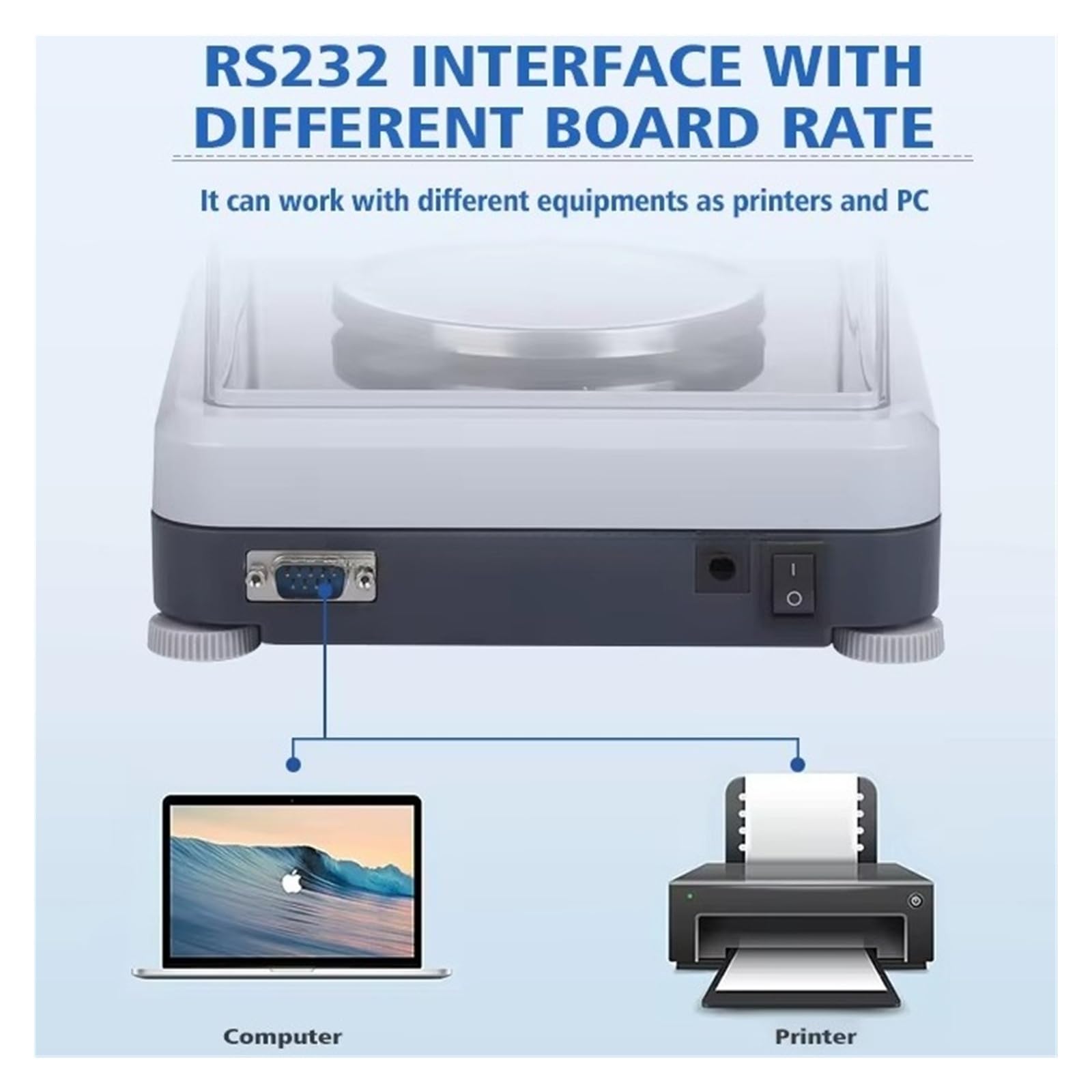 Balance électronique analytique de laboratoire, avec pare-brise et RS232